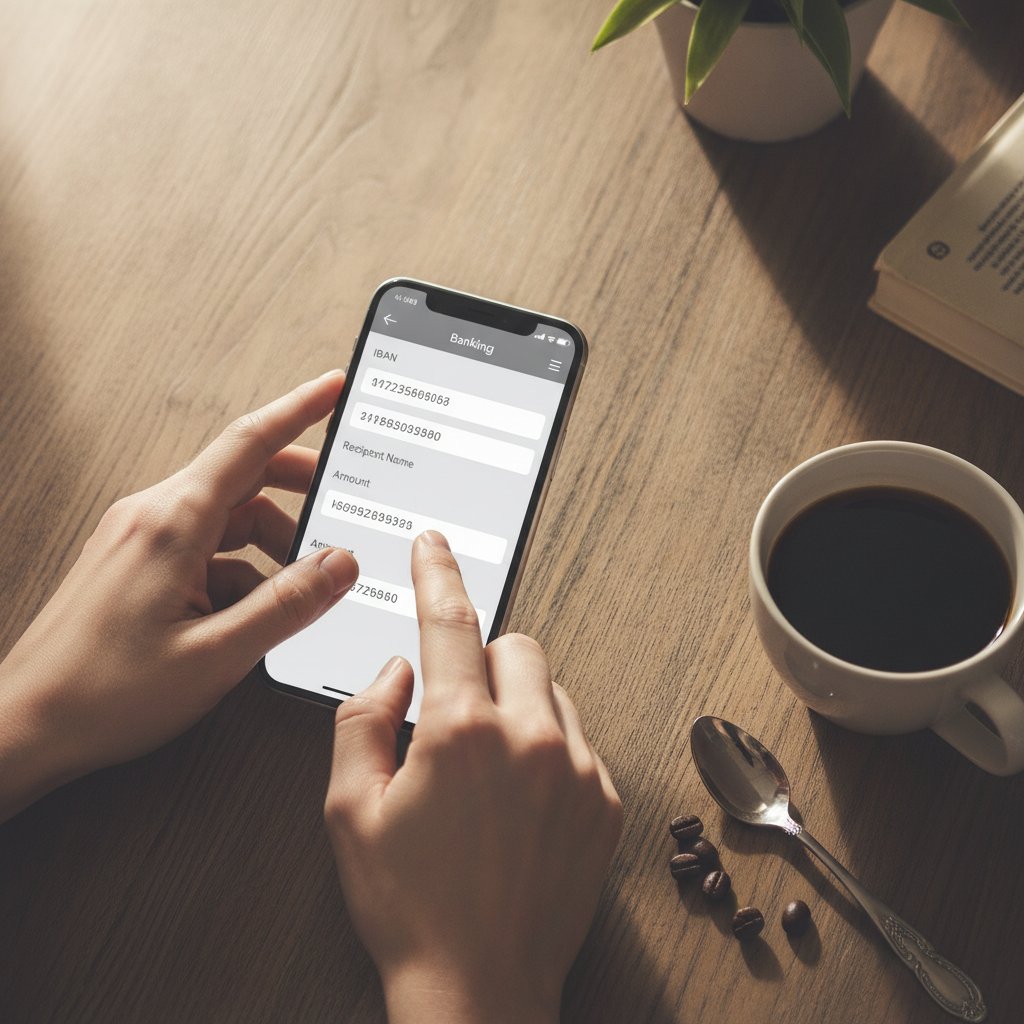 Saisie d'un IBAN sur une application bancaire mobile