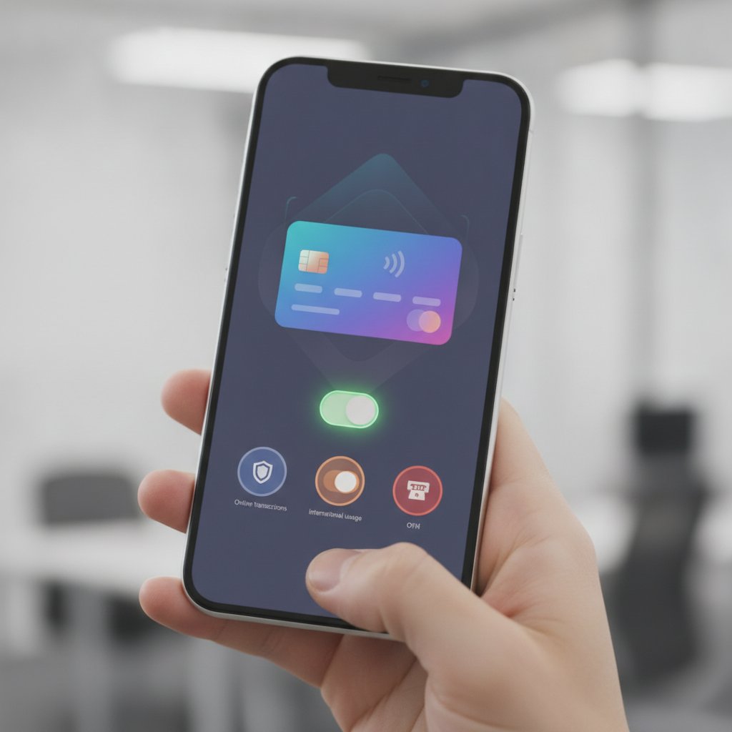 application mobile de gestion de carte bancaire avec options de sécurité