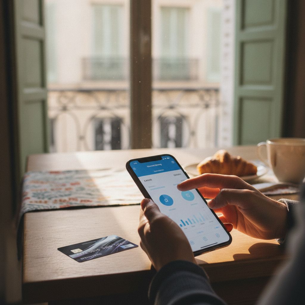 consultation de l'application bancaire pour vérifier les plafonds d'un compte de paiement
