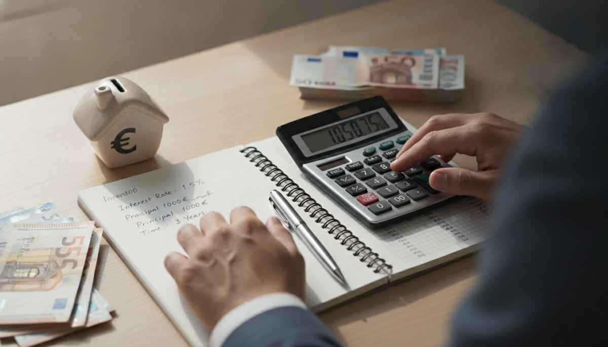 calcul des interets d epargne avec calculatrice et carnet