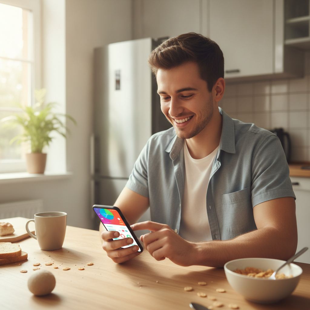 jeune adulte consultant son epargne sur smartphone