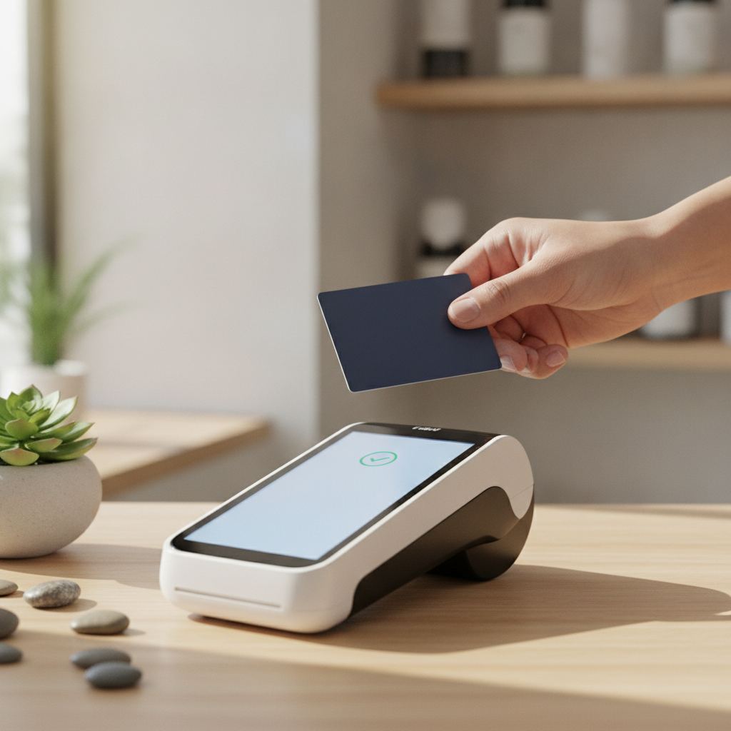paiement sans contact avec une carte bancaire sur un terminal